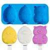 Heat Resistant Silicone Ice Cream Molds Set with Detachable Stick Creative 4 Compartments Popsicles Maker Tray