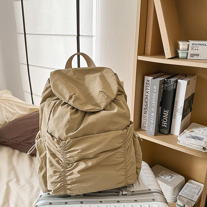 Backpack Practical Large-capacity Drawstring Design Niche Casual Lightweight Men and Women Can Carry Washed Fabric Backpack