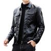 Spring and autumn young and middle-aged men's leather jacket trendy lapel casual short American trendy brand slim leather jacket men