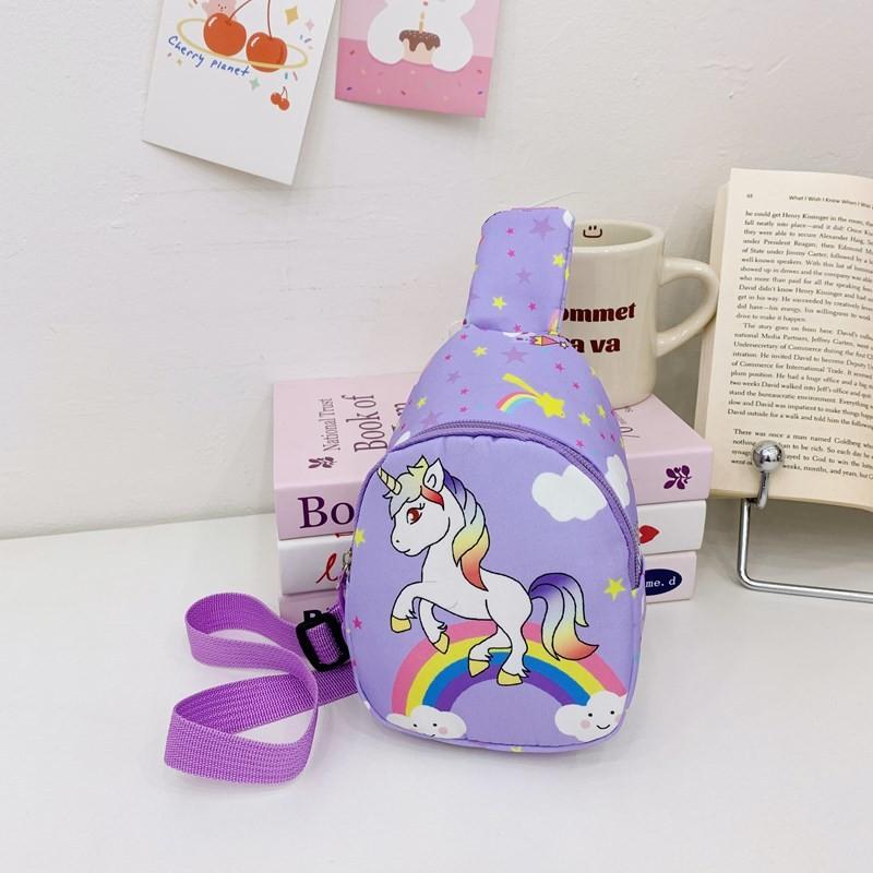 Kid Unicorn Cartoon Dinosaur Chest Bag Polyester Material Fun Print Preschoolers