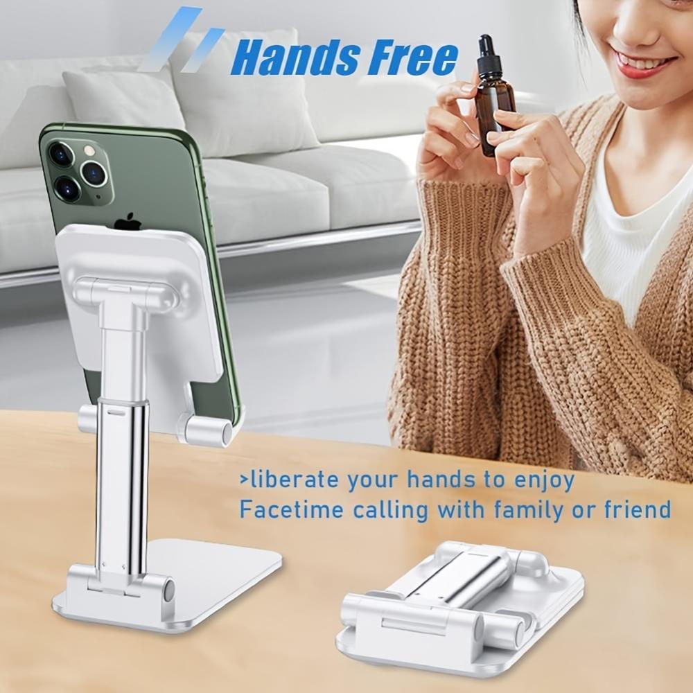 2026 Latest Double Folding Phone Holder Fully Adjustable Desktop Phone Holder with All Phones 10.16-25.4 cm Cell Phone/Tablet