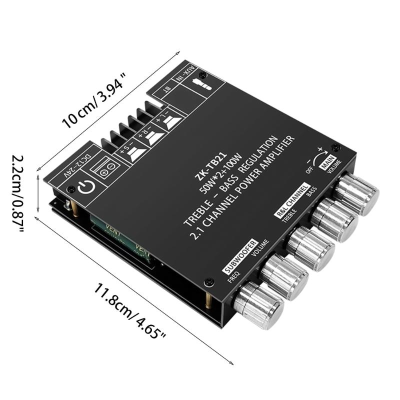 ZK-TB21 2.1-Channel Bluetooth-compatible 5.0 Audio Amplifier Board Module 50Wx2+100W AMP