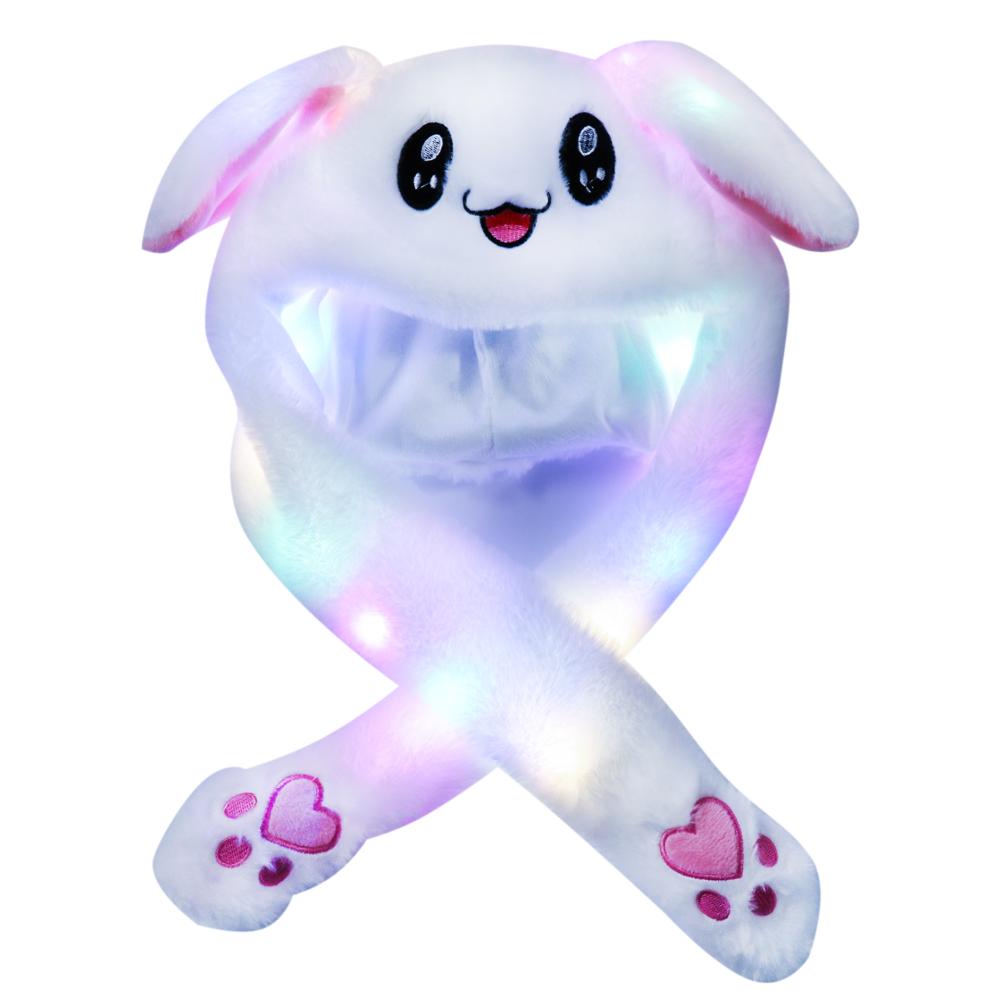 

Kids Girls plush embroidery cartoon ear moving hat Cap with Paws Kawaii Rabbit bunny