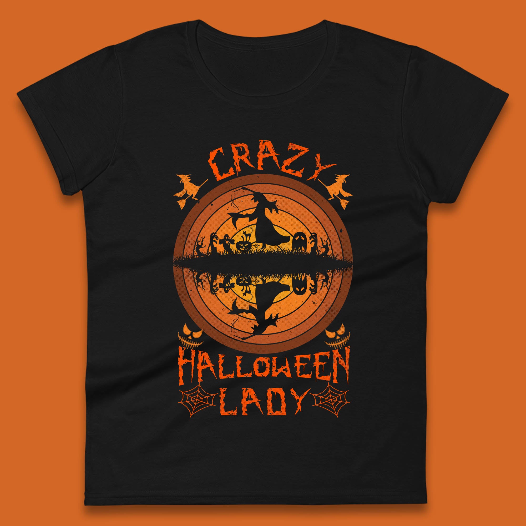 Crazy Halloween Lady Scary Spooky Witch Riding Halloween Witches Be Crazy Womens Tee T Shirt Mens Tops Unisex Top 2XL