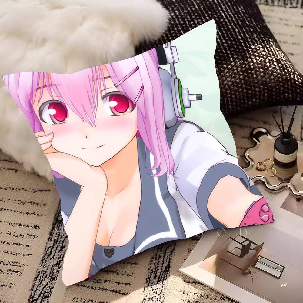 S-Super S-Sonico Pillow Case Square Pillow Bedroom Sofa Leisure Comfort Cushion Car Living Room Home Decoration