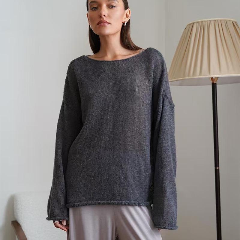 Top a Maglia Rete Autunnale da Donna - Maglione Sexy Trasparente Girocollo