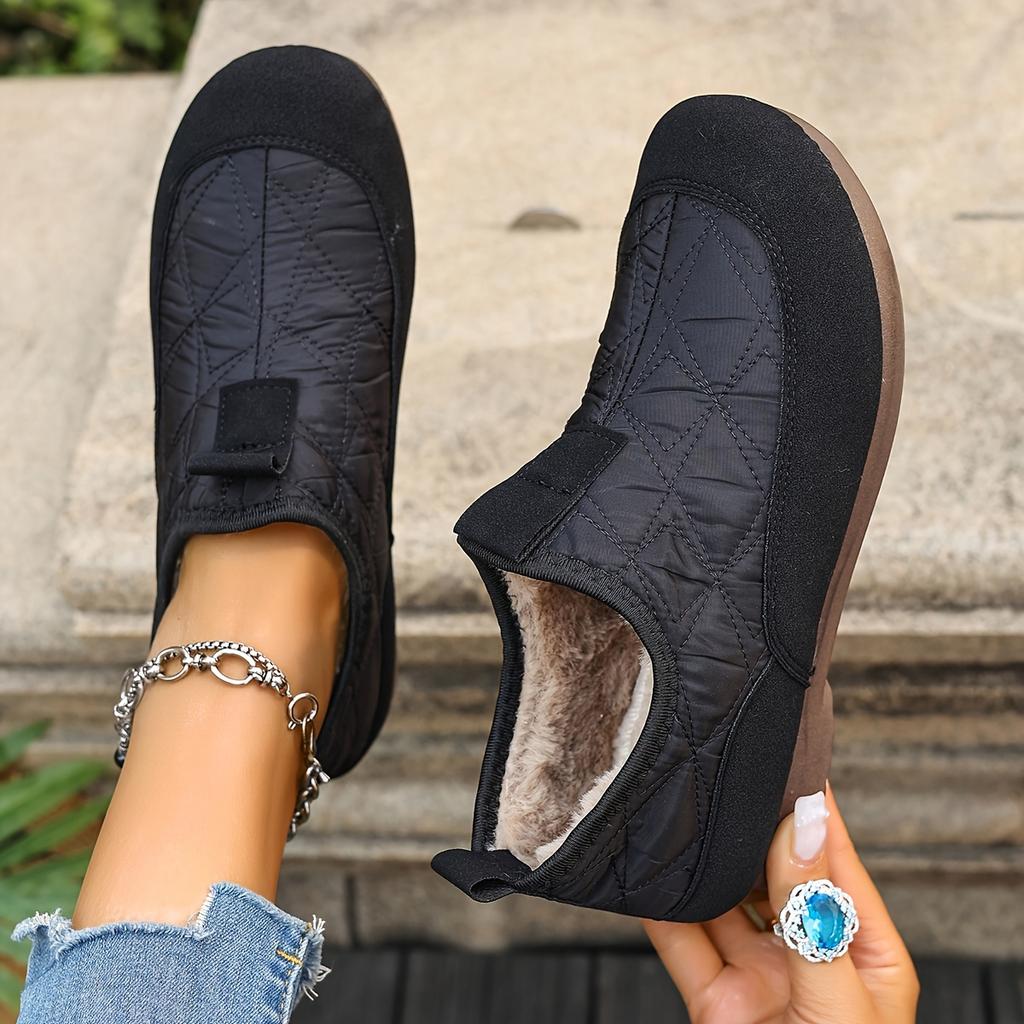 Women'S Cozy Slip-On Winter Boots - Warm Fleece-Lined Round-Toe Ankle Boots with Chunky Sole, Brown Casual Boots for Casual Attire, Winter Footwear