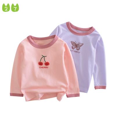 T-shirt a maniche lunghe di alta qualità Camicia con fondo per bambino Autunno in cotone pieno per ragazze