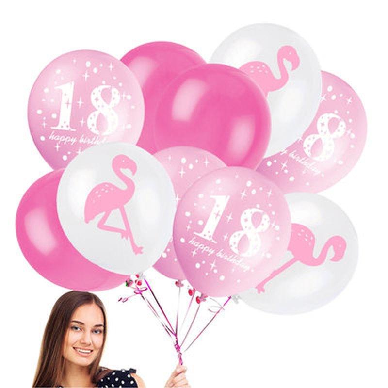 10pcs Amawill 12inch Latex Balloons with Flamingo Pineapple&Leaves Stickers for Tropical Party