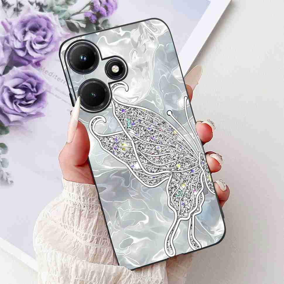 For Infinix Hot 30i 6.56" Case Tiger Luxury Flower Butterfly Silicone Soft Black Cover For Infinix Hot30i 30I X669C Phone Cases