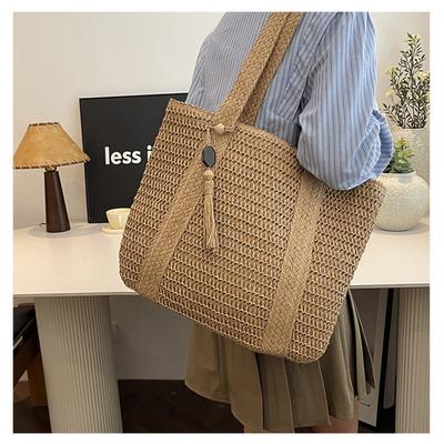 New Large Capacity Tote Bag Handheld Straw Woven Bag Shoulder Bag Summer Beach Vacation Versatile Vegetable Basket