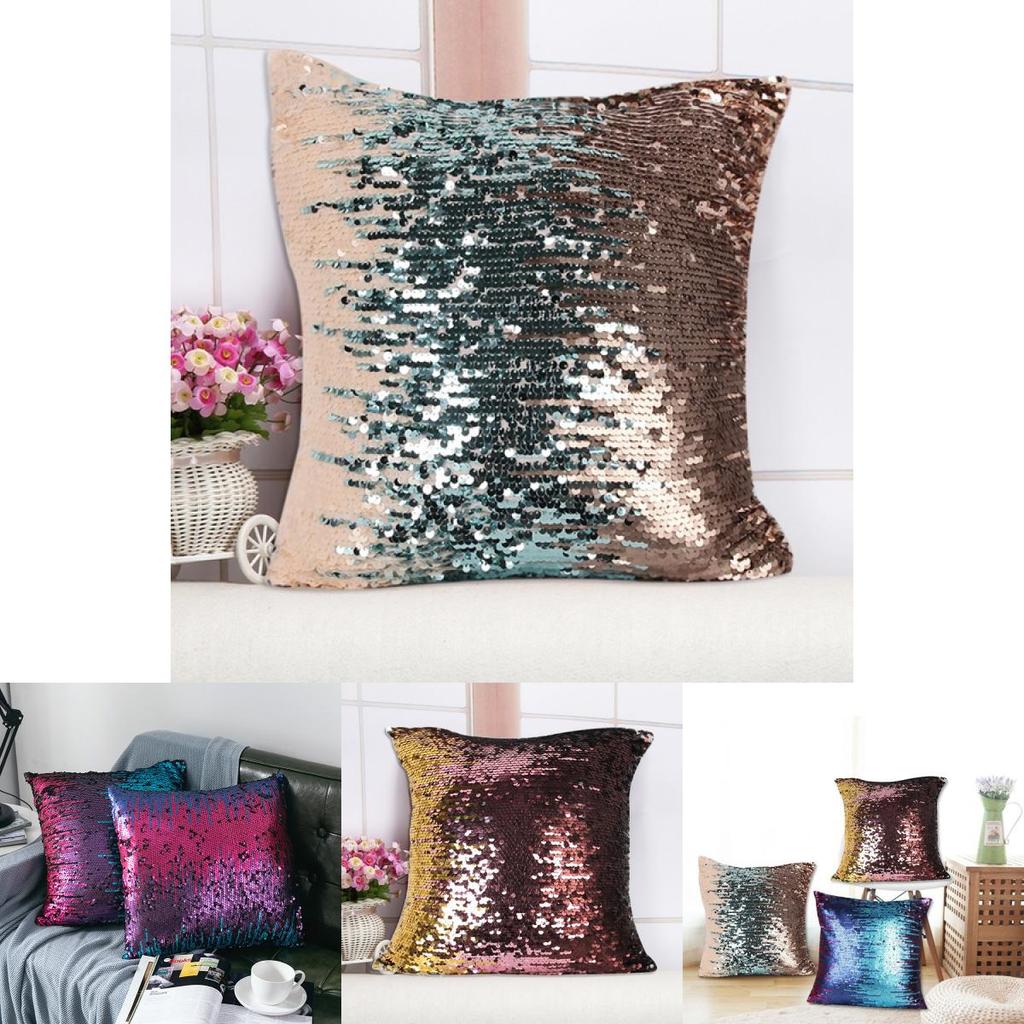 Luxurious Sequin Pillow Cover Double-sided Reversible Meteor Shower Design For Sofa Or Bedroom Decor