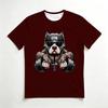 Men's Crew Neck Short Sleeve T-Shirt, Fashion 3D Muscular Tattoo Pitbull Gym Dumbbell Graphic Casual Daily Wear Tee