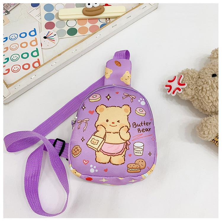 Printed Bear Butterfly Shoulder Crossbody Chest Bag Kids Cartoon Outdoor Gifts