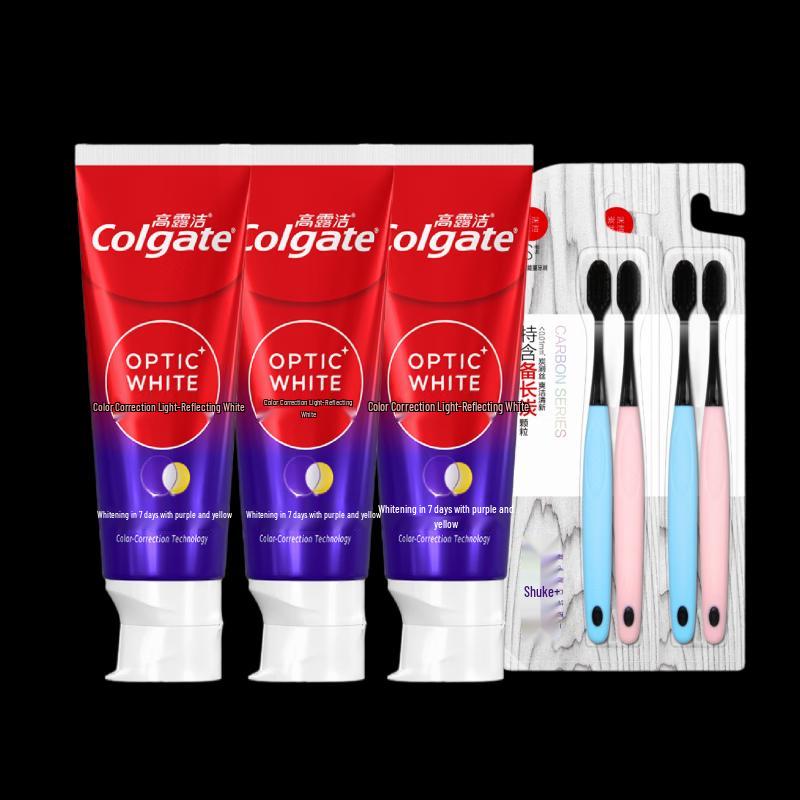 Colgate Optical Whitening Toothpaste & Saky Bamboo Charcoal Toothbrush Bundle