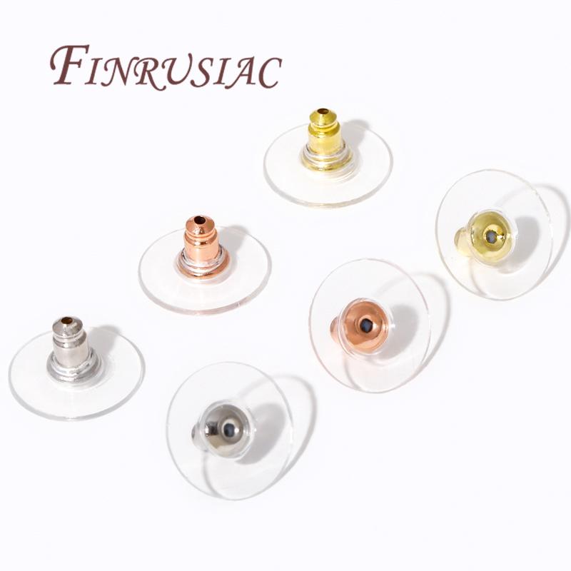 50Pcs/Lots Earring Backs For Studs 14K Gold Plated Rubber Ear Backs Stopper Ear Nut For DIY Earring Jewelry Making Accessories