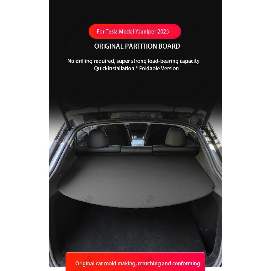 Trunk Cargo Cover For Tesla Model Y Juniper 2025 Curtain Rear Luggage Carrier Retractable Partition Baffle Plate Extra Storage