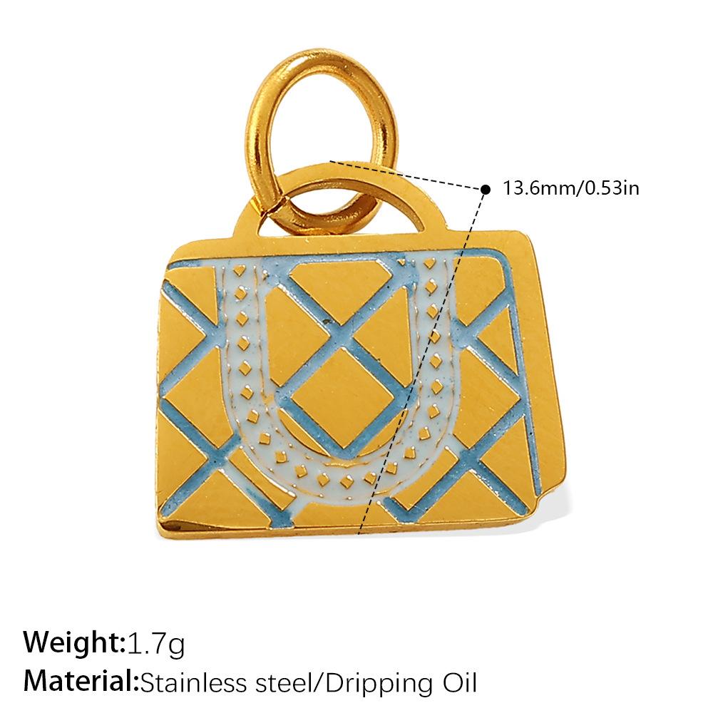 European and American Versatile Creative Color Bag Pendant, Stainless Steel Dripping Oil DIY Bracelet Necklace Accessories