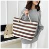 New Striped Large Capacity Shopping Bag Compilation Tote Bag