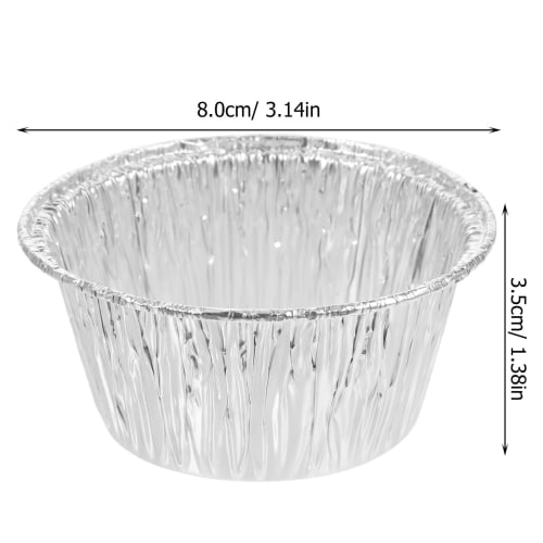 NOLITOY Moldes Desechables de Aluminio para Tarta, 110ml, Resistentes al Calor, Aptos para Horno, Juego de 100, Cápsulas para Magdalenas, Moldes para Hornear, Moldes para Pastel, Cápsulas para Hornear, Ba de Tamaño Bocadillo