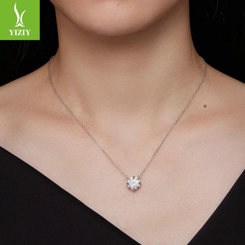 One Carat Sparkling Moissanite Necklace Women, Exquisite Craftsmanship S925 Silver Mozzarella Collarbone Chain