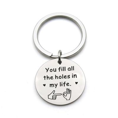 Pendant You Fill All The Holes In My Life Stainless Steel Keychain Stainless Steel Keychain for Mothers Day and Fathers Day Backpack Bag Pendant
