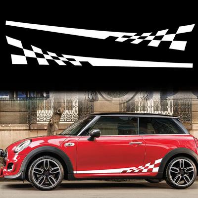 Car Checkered Side Stripe Sticker for Mini Cooper R56 R50 R53 R61 F60 F55 F56 F54 F66 F65 J01 J05 Waterproof Door Side Stickers