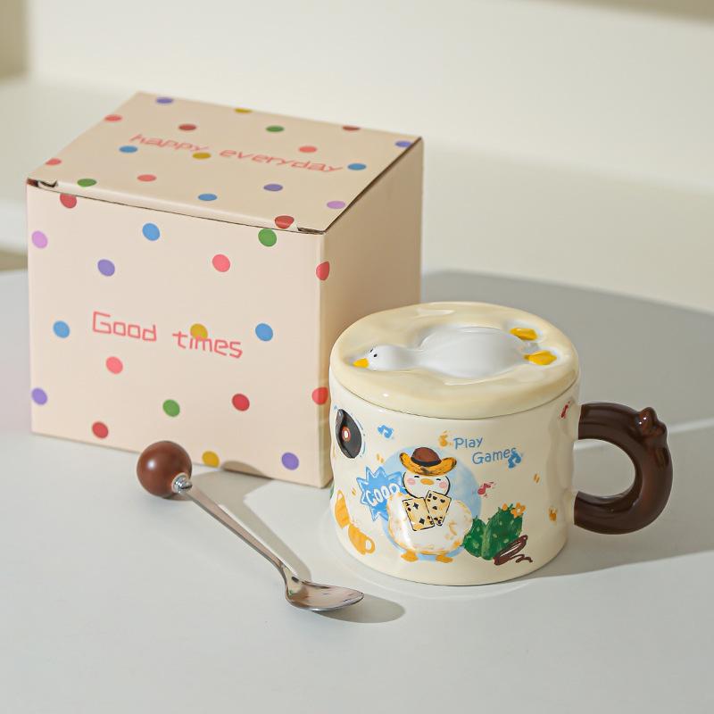 High Looking Retro Cup Artistic Sense of Ceramic Mug Birthday Gift for Girls Best Friend Souvenir Gift Box