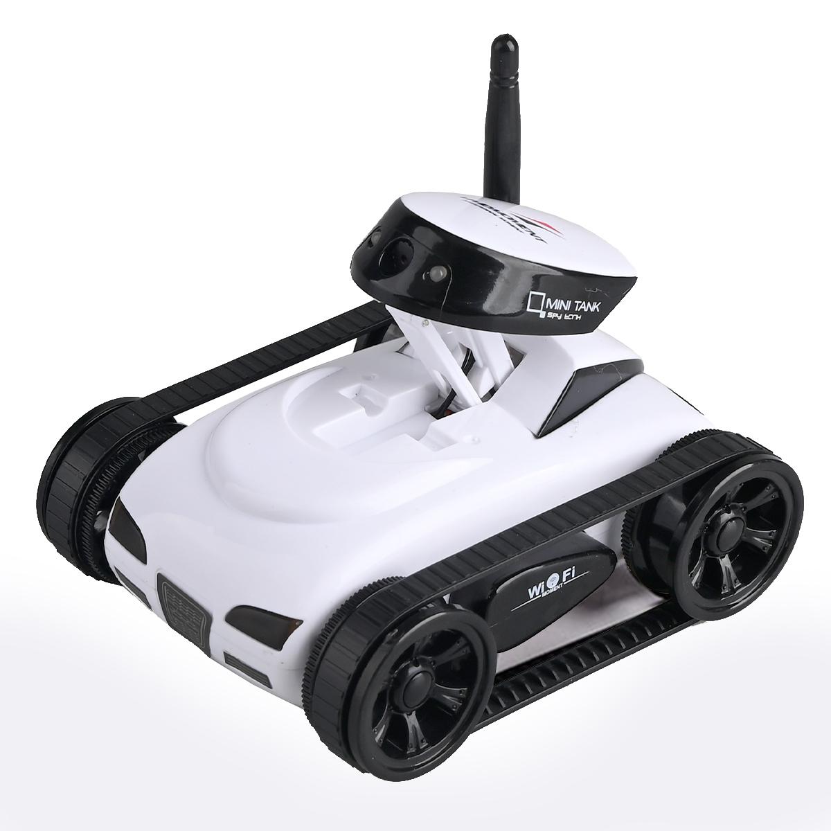 

Новый RC Tank Car App Control Wireless Spy Tank WIFI Control Real Time Transmission HD Camera Vision Toy Exploration Tank Boys Gift белый
