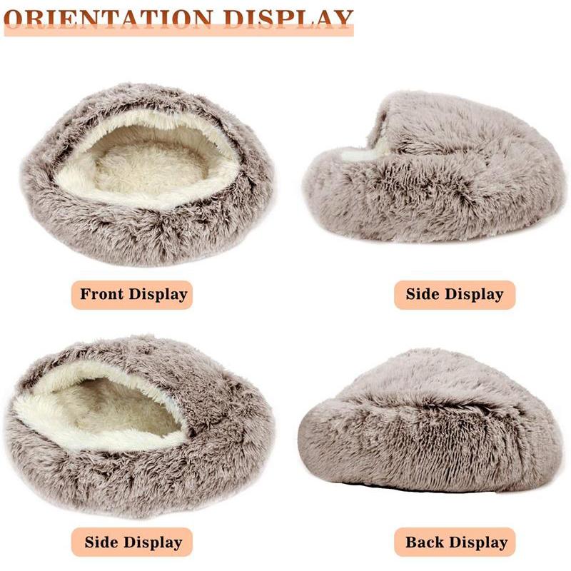 Winter Pet Cat Bed Round Long Plush Cat Warm Bed House Soft Pet Basket Sleep Bag For Small Dogs Cats Washable Kennel Sofa
