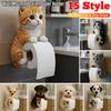 3D Dog Toilet Paper Holder Wall Mounted Resin Cat Shape Statue Bathroom Tissue Roll Organizer Dispenser Realistic Home Decor