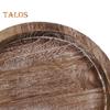 Kerzentellerhalter aus Holz, rustikal, rund, dekorativ, Bauernhaus-Tischdekoration, weißgekalktes Holz, Teelicht-Säulentablett