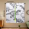 2pcs Dinosaur Art Print Curtains - Rod Pocket   Light Filtering Polyester Drapes with Stegosaurus & T-Rex Design   Machine Washabl