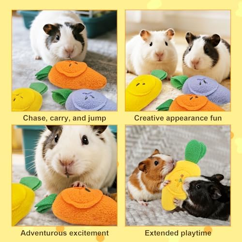 Penitue 3-Piece Guinea Pig Foraging Toys, Washable Slow Feeder Snuffle Ball Puzzle Toy for Hamsters Rabbits Chinchillas