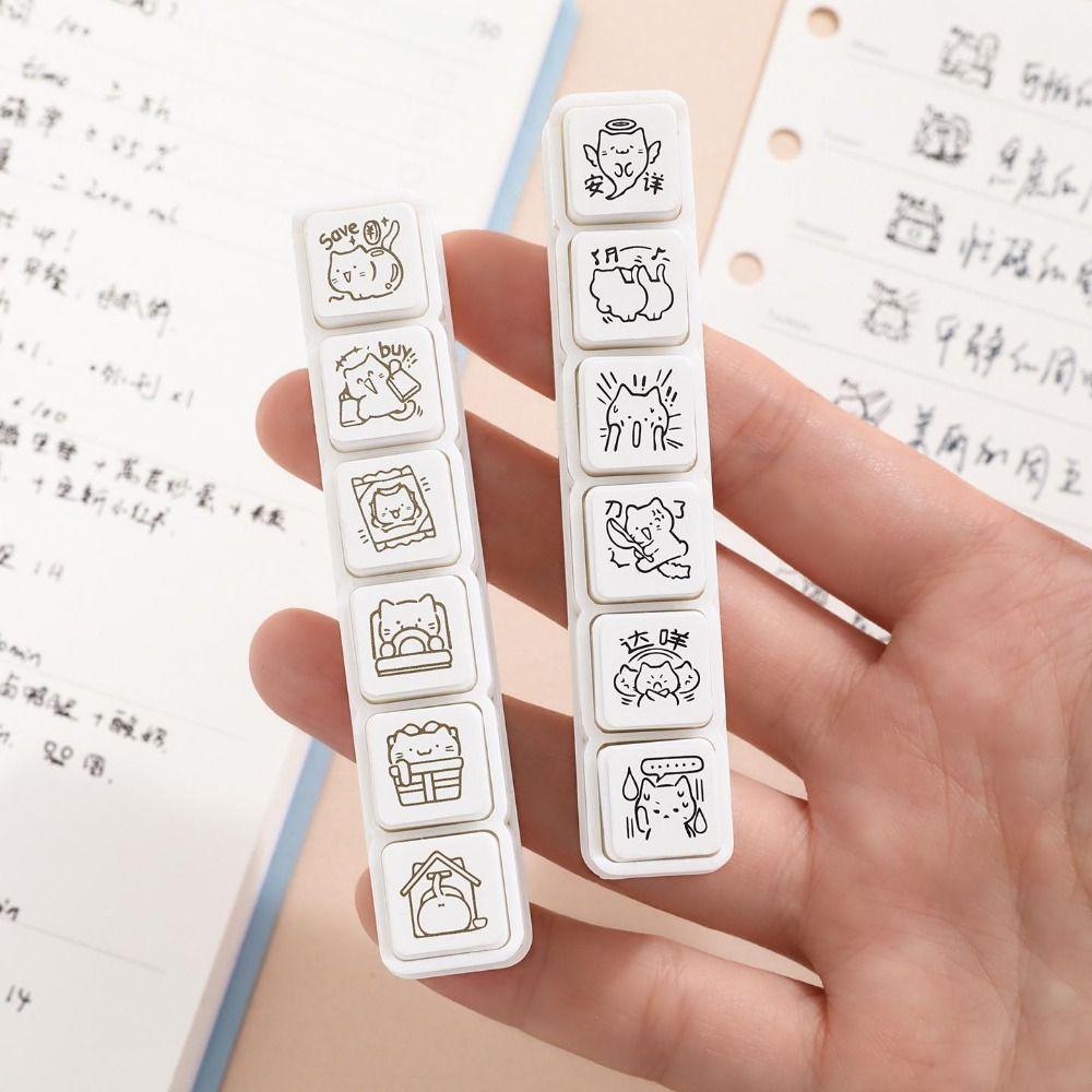 Daily Life Good Mood Series Cat Pattern Stamp Mini Decorative Stamp  Journaling Planner