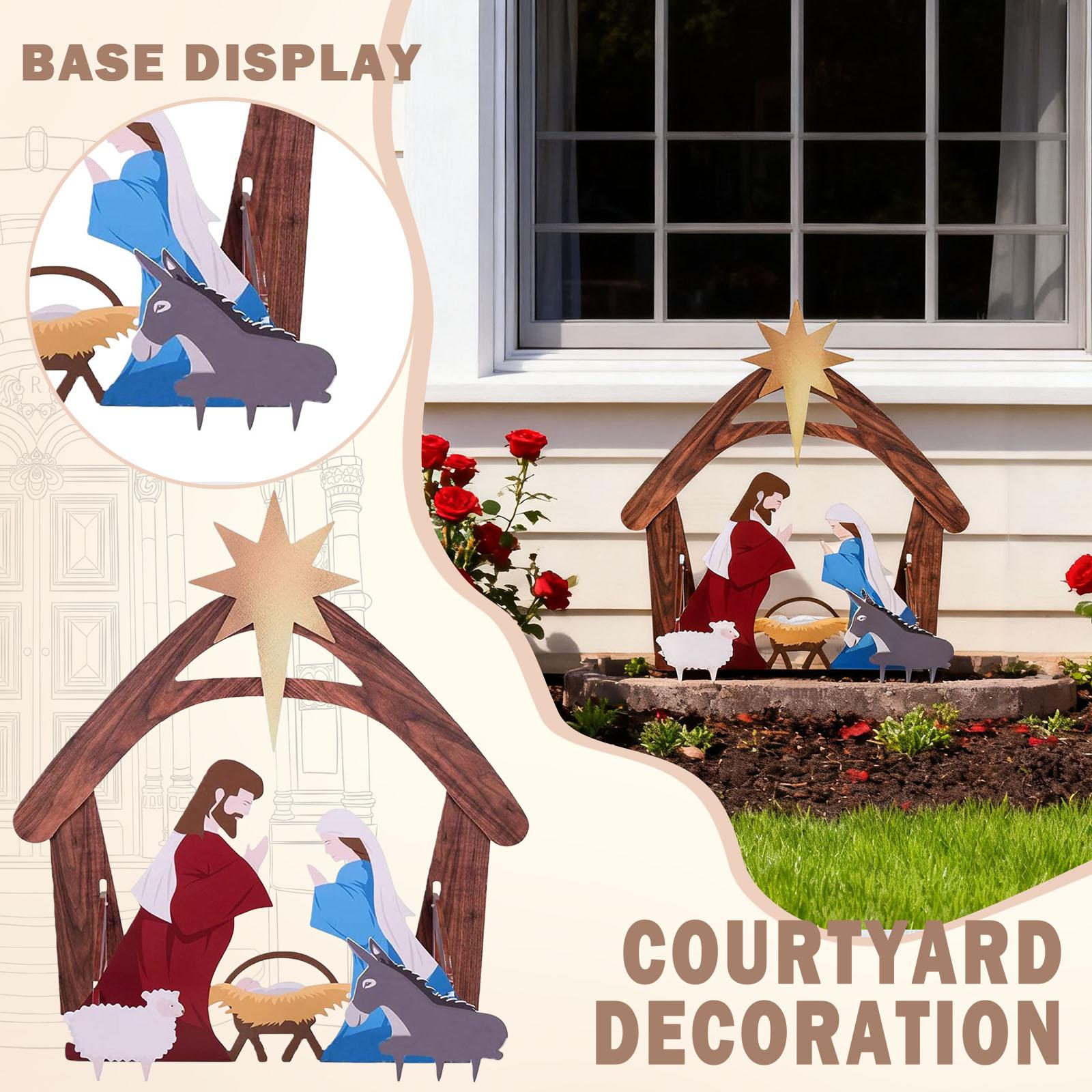 

Large Outdoor Nativity Scene - Nativity Scene Display, Stable Christmas Holy Family Yard Decoration Nativity Scene For Front Yard Church One Size