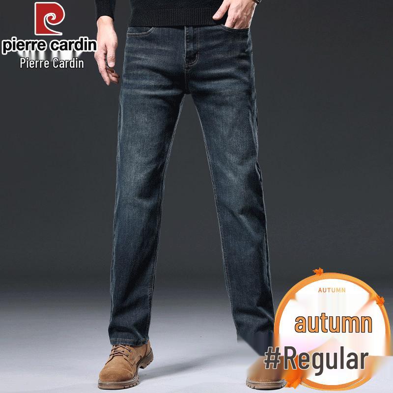 Pierre Cardin Men's Loose Straight Autumn/Winter Thick Denim Jeans