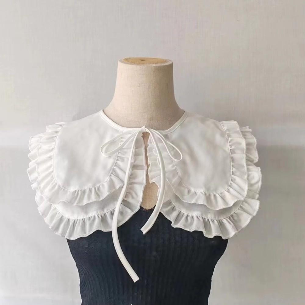 Large Lapel Women False Collar Half Shirt Style Double Layer Collar Detachable Collar  Sweater
