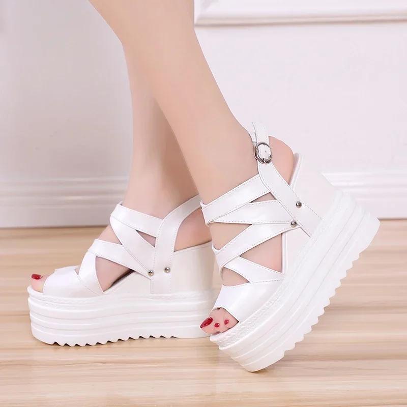 Fashion 12CM Open Toe Platform Mules Sandals  Ladies' Slippers Platform Luxury Slides Slipers Women Designer Summer Rome Slippers Platfo