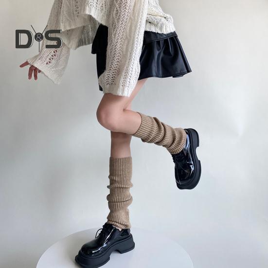 1 Paar Winter-Beinstulpen, warm, japanischer Stil, JK-Beinstulpen, Streifen, dehnbare Passform, strickende Wadensocken, für Party, Sport, Yoga, Tanz
