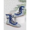 New plus-size retro flat sandals, summer breathable mesh hollow cross strap sandals for women
