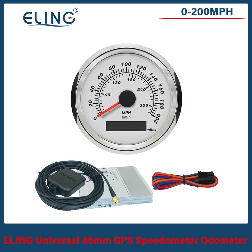 ELING 85mm GPS Speedometer Gauge 0-120km/h 0-160km/h 0-200km/h 0-300km/h for Car Truck Boat with Red Backlight With GPS Antenna
