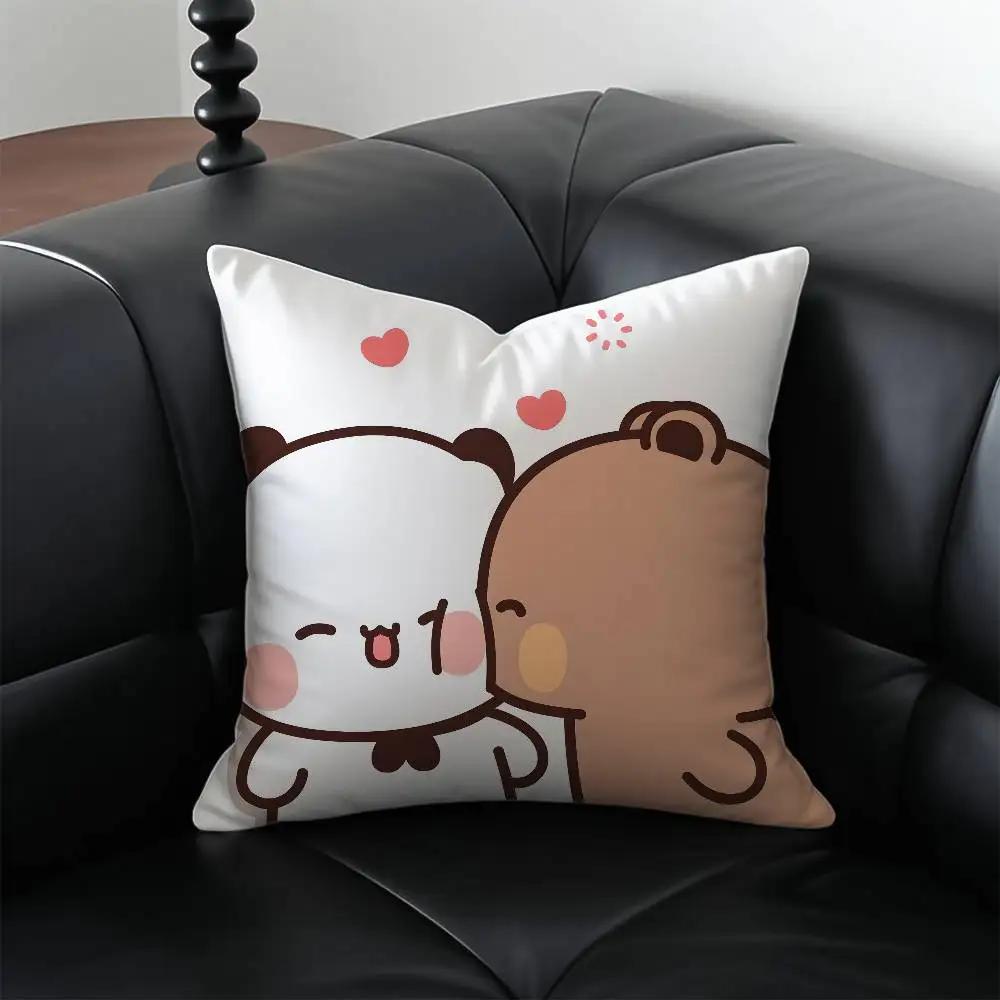 

Cartoon Role Bubu Dudu Couple Pillow Case Anti-dustmite Pillowcase Invisible zipper silky short plush Sofa cushion cover 12x12Inch