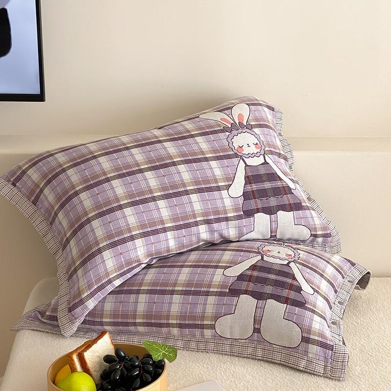 4-Layer Cotton Muslin Pillowcase Set Baby Mom 48x74cm 40s Pure Hypoallergenic Machine Washable