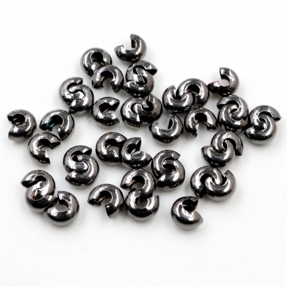 100pcs/lot Copper Round Covers Crimp End Beads 3 4 5mm Stopper Spacer Beads For DIY Jewelry Making Findings Supplies