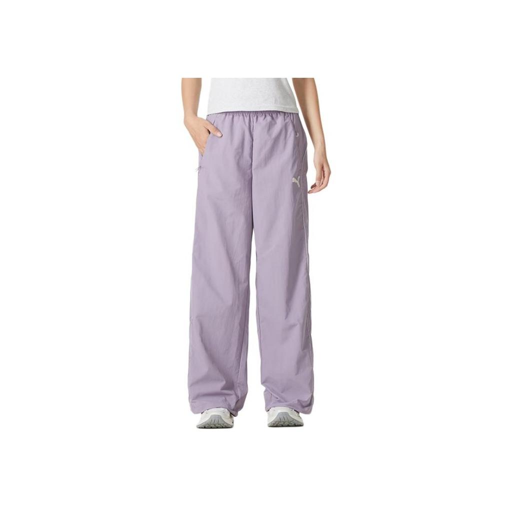 PUMA Fashionable Comfortable Solid Color Mid-Rise Striped Retro Sports Casual Pants Women bottoms Purple 628767-30