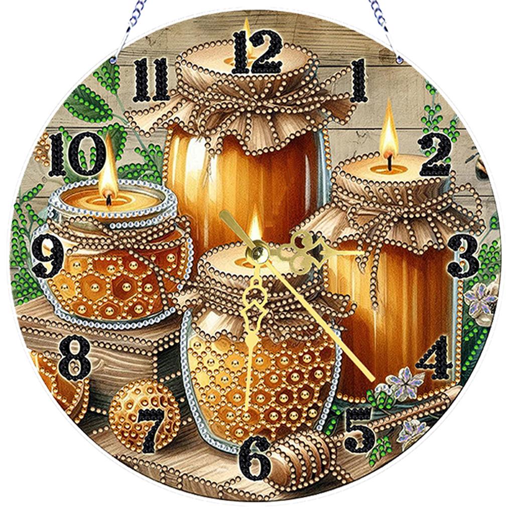 2D Flaches DIY Acryl Diamantmalerei Ornament mit Uhrfunktion 9.37x9.37 Zoll Diamanten Malerei Uhren Haus & Schlafzimmer Dekor