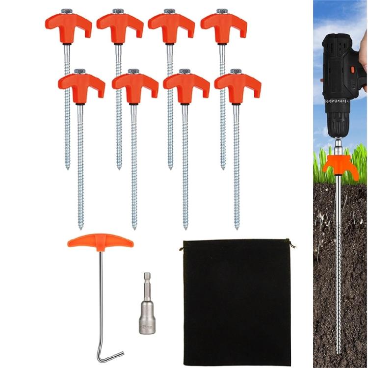 8Pcs Outdoor Tent Nails Campings Tent Peg with Hexagon Socket Ground Anchors Long Screw Thread Tent Canopies Stakes