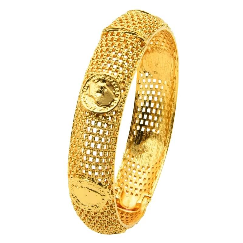 Luxus Dubai Brautarmreifen Geschenk 24K Gold Plated Indische Afrikanische Armbänder Charm Hochzeit Nigerianische Arabische Hand Schmuck für Frauen