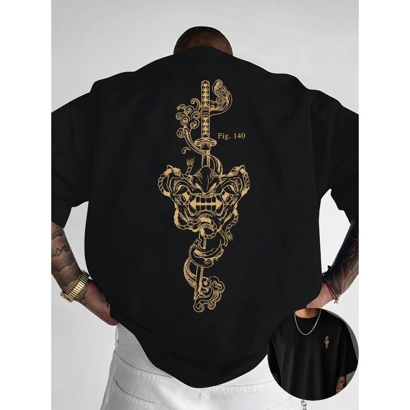 Men's Print Round Neck T-Shirt, Pure Summer Trendy Fashion Short Sleeve, Casual Daily Style Top, Essential for Outdoor Leisure